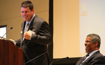 Jake Johnson, President of the Association of California State Employee with Disabilities (ACSED), and Dana LaMon, J.D., professional speaker and author, lead the Disability and Awareness Workshop at the EEO Conference.